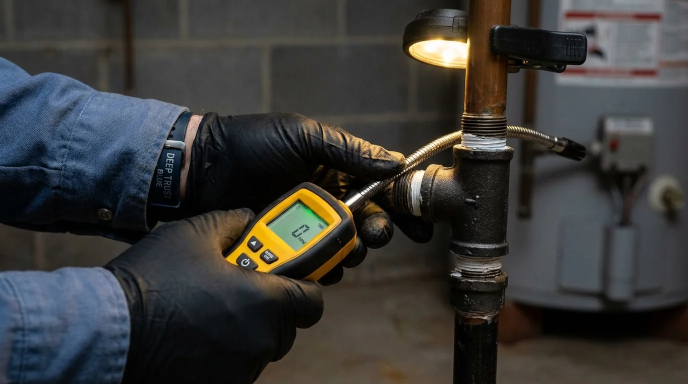 Gas leak detection with electronic sniffer by Johns Plumbing LLC in Nice